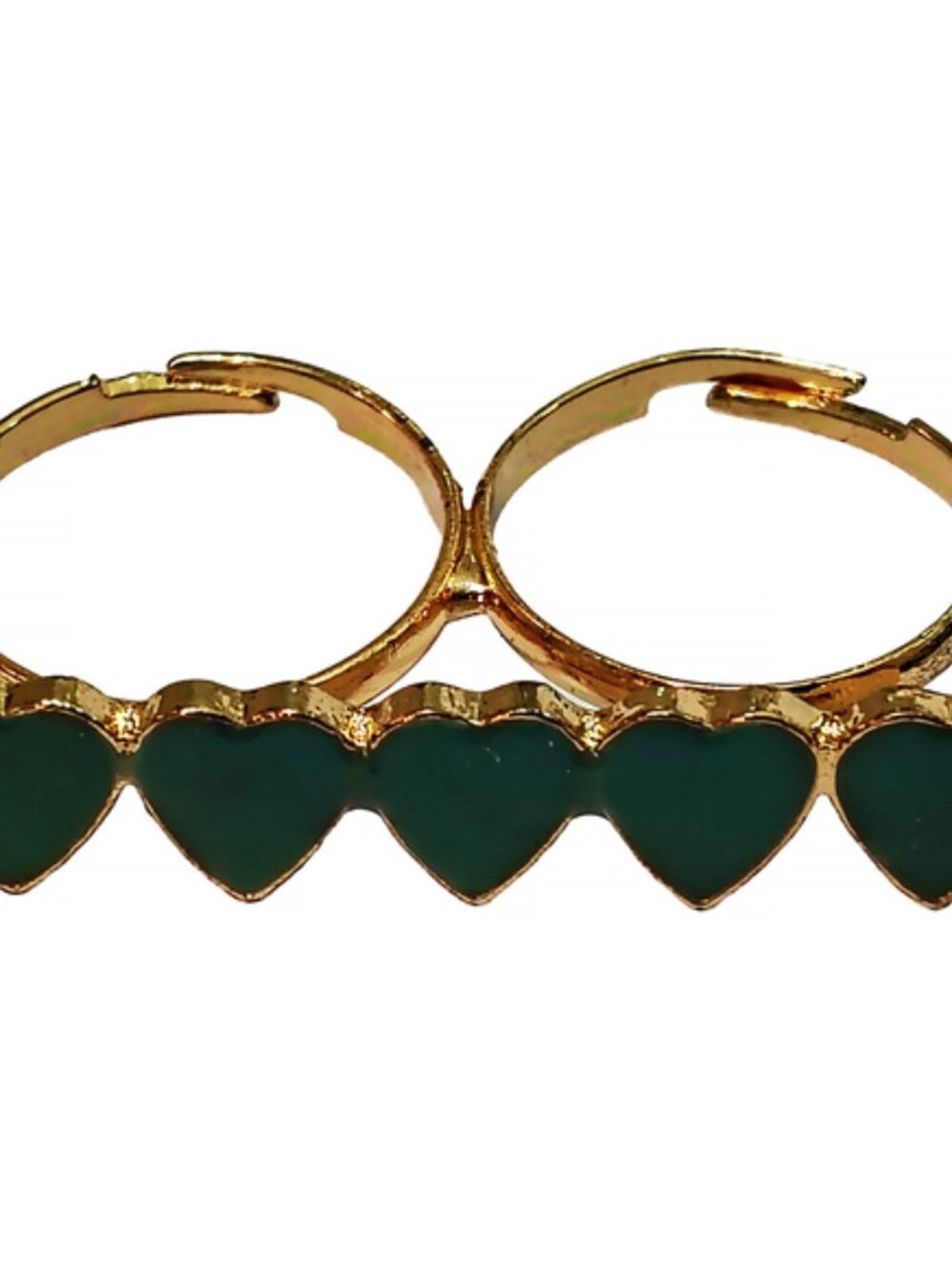 Teal Line Of Hearts Adjustable Ring - Style 187